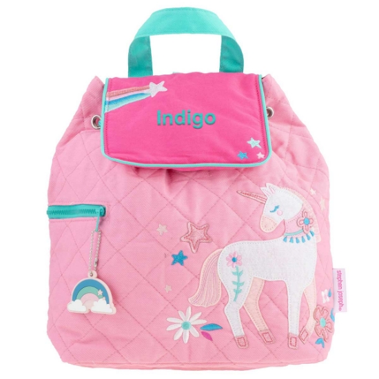 Personalised Pink Unicorn Quilted Backpack