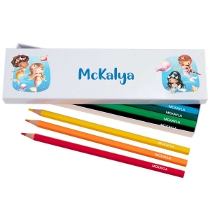 Picture of Box of 12 Named Colouring Pencils - Mermaids