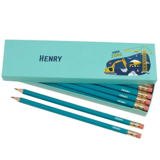 Box of 12 Named HB Pencils - Construction Site
