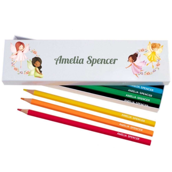 Box of 12 Named Colouring Pencils - Fairies