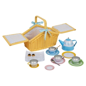 Picnic Set in Yellow Basket Image 2